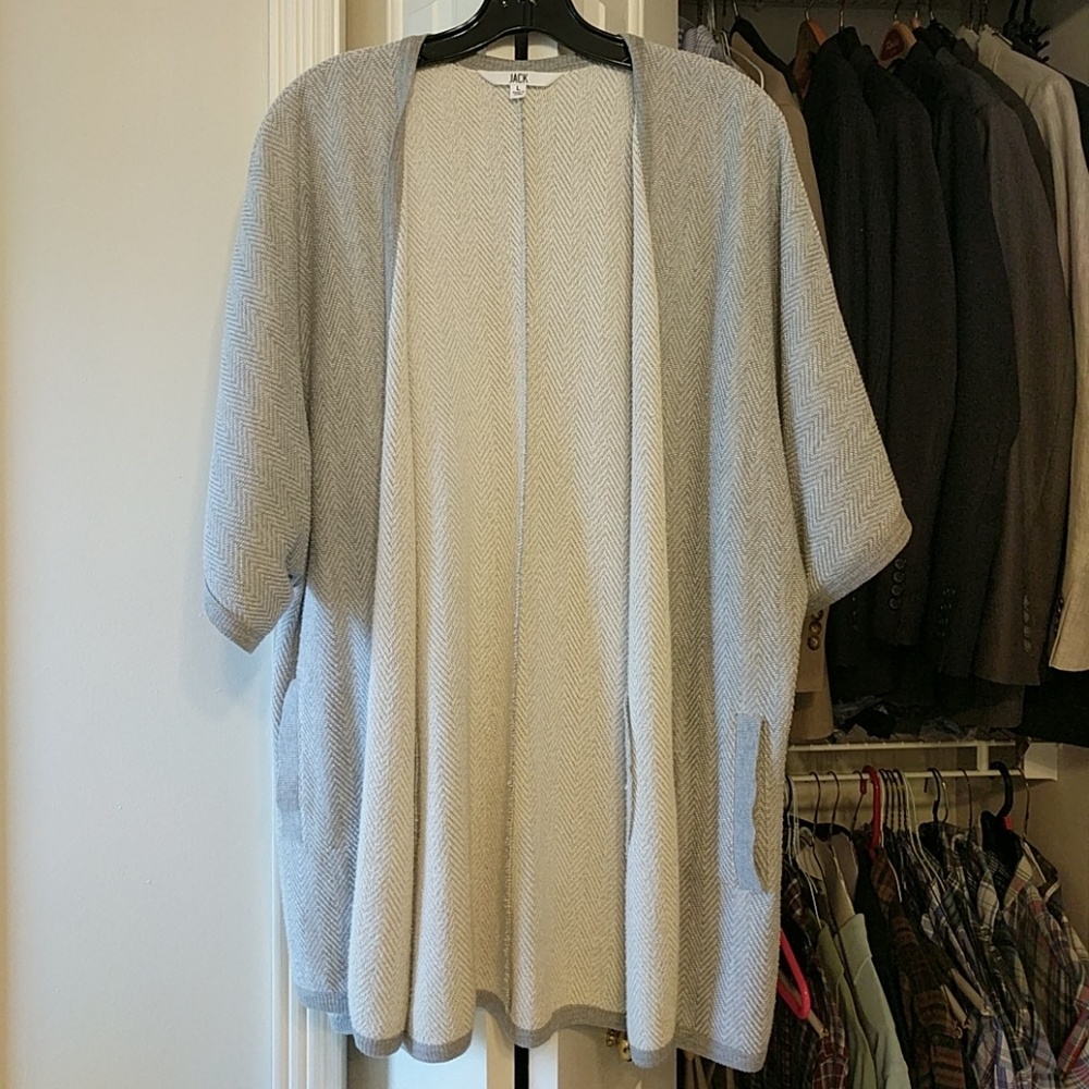 Jack By BB Dakota Gray Chevron Weave Kimono  sz L